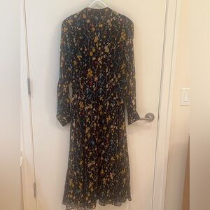 Long sleeve fine silk dress